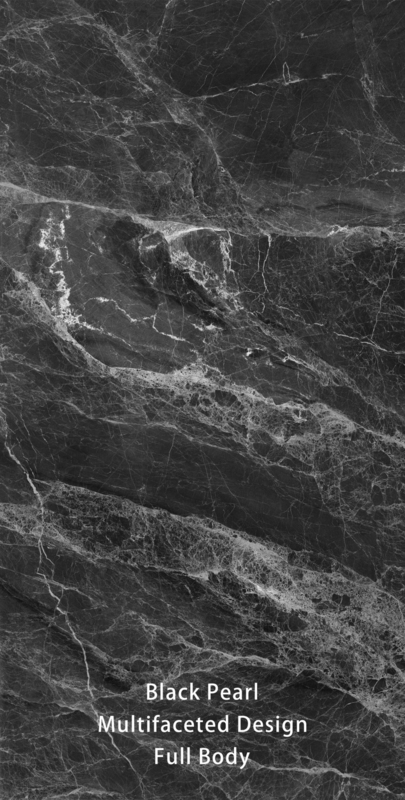 3D Stone Imitation Modern Black Glossy Porcelain Tile 600x1200mm For Room Outdoor Flooring