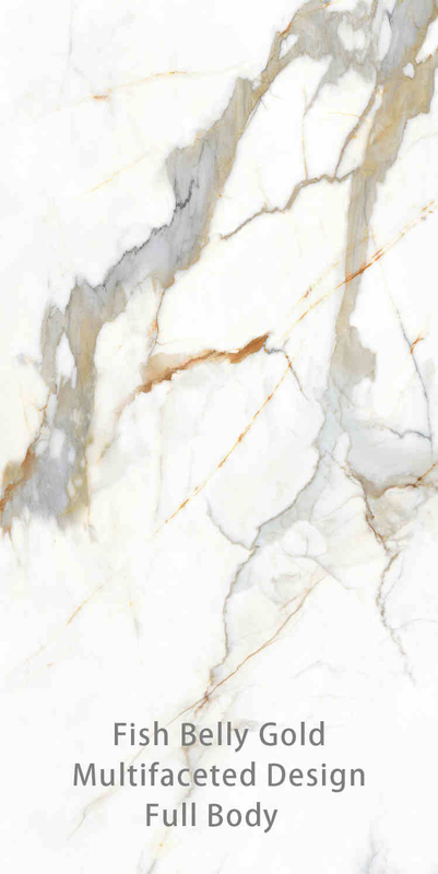 White and Gold 900x1800MM Rock Surface Porcelain Tiles For Modern Decor