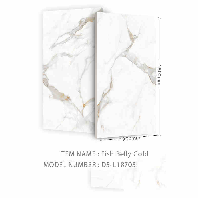 White and Gold 900x1800MM Rock Surface Porcelain Tiles For Modern Decor